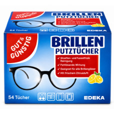Серветки для очищення окулярів Gut & Günstig Brillen Putztücher, 54 шт.